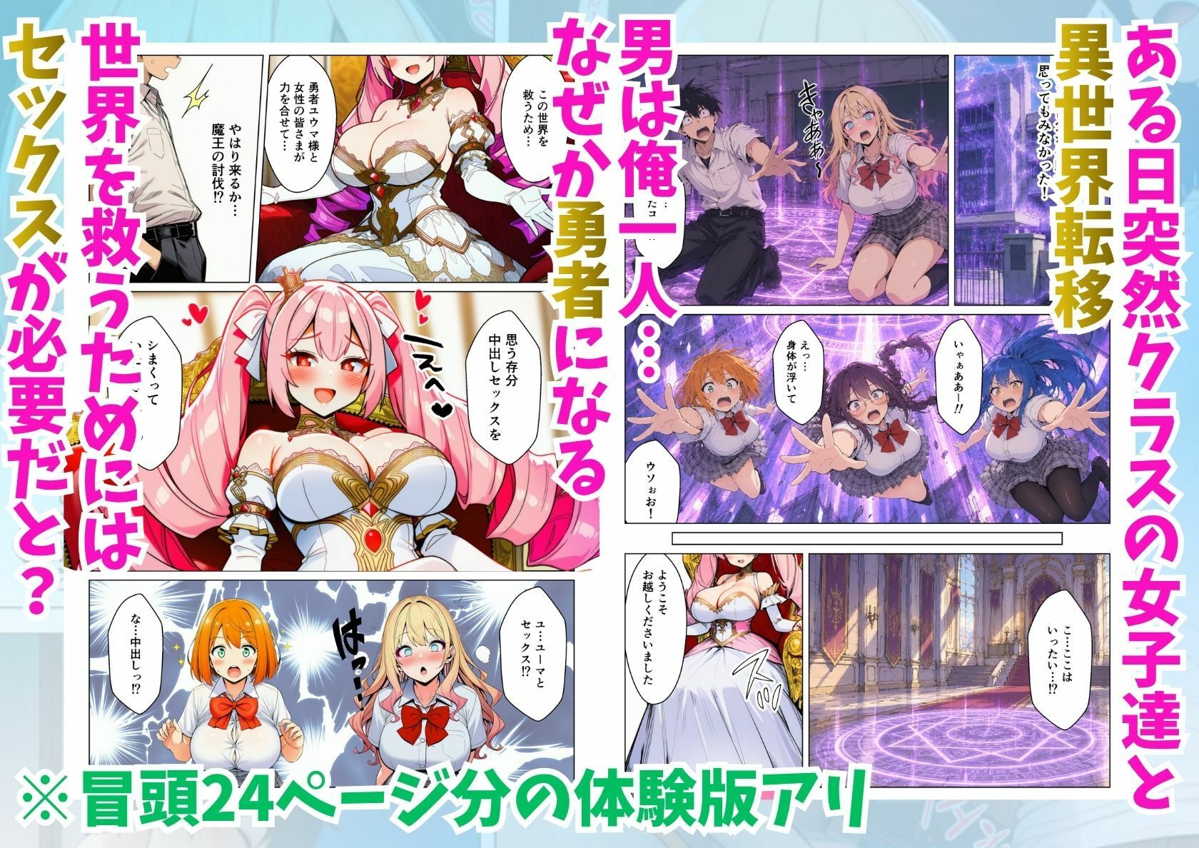 異世界転移したけどクラスのギャル達とセックスしないと世界が滅ぶってマジ！？【エロ漫画】d_821500 | シコリの森