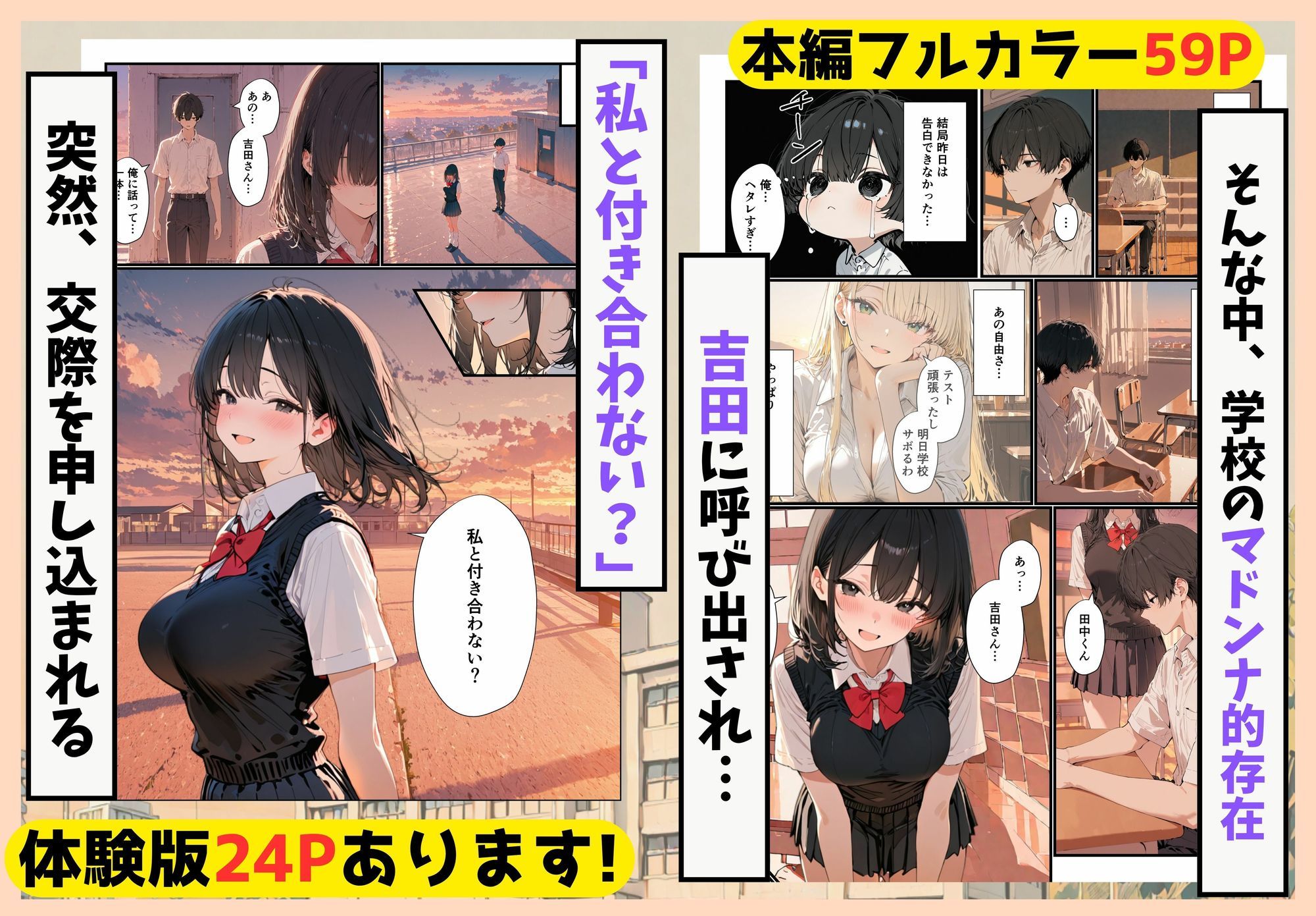 隣の席のギャルのことが好きなのに、巨乳の同級生が誘惑してくる【エロ漫画】d_830203 | YH