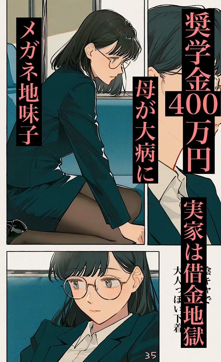 500ページ★大手下着メーカー【シコール】の面接がエチエチ過ぎる件！奨学金メガネ地味女子ジジイ面接官達と社会の厳しさ中出しセックス！！【エロ漫画】d_835234 | 紺のソックス